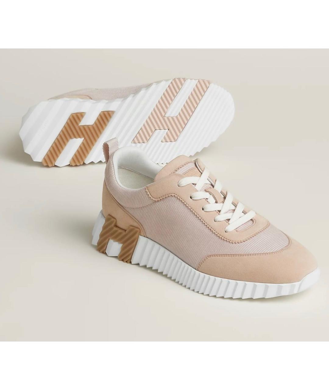 HERMES Розовые кожаные кроссовки, фото 8