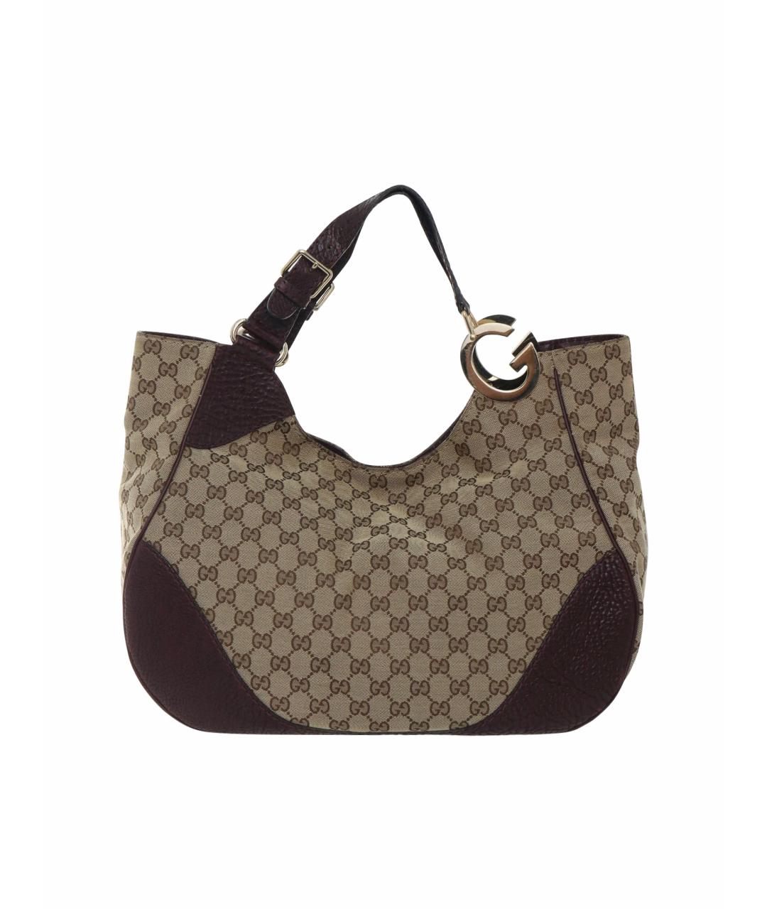 GUCCI Бордовая тканевая сумка с короткими ручками, фото 1