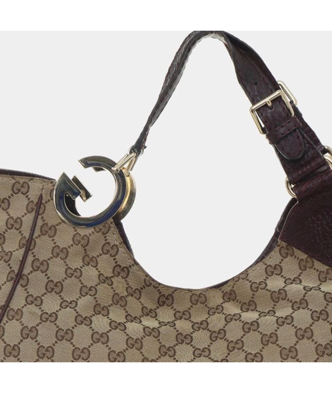 GUCCI Бордовая тканевая сумка с короткими ручками, фото 5
