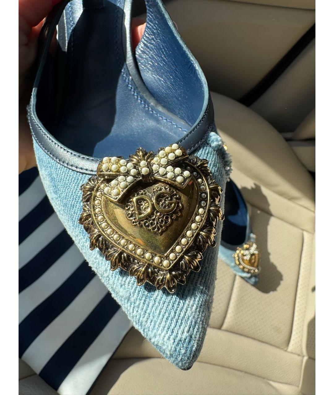 DOLCE&GABBANA Синие текстильные туфли, фото 4