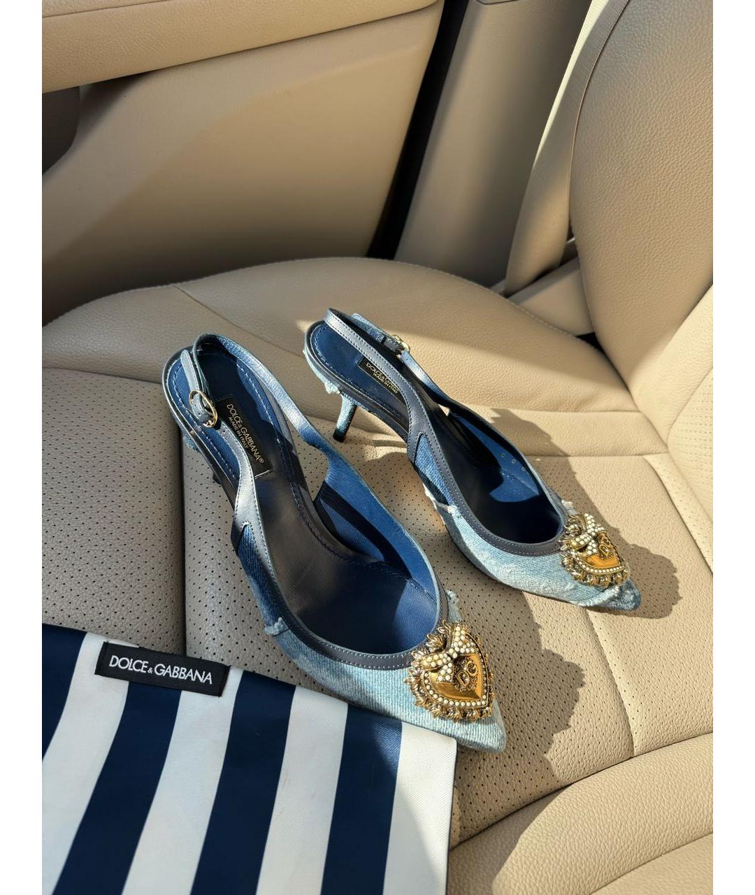 DOLCE&GABBANA Синие текстильные туфли, фото 2