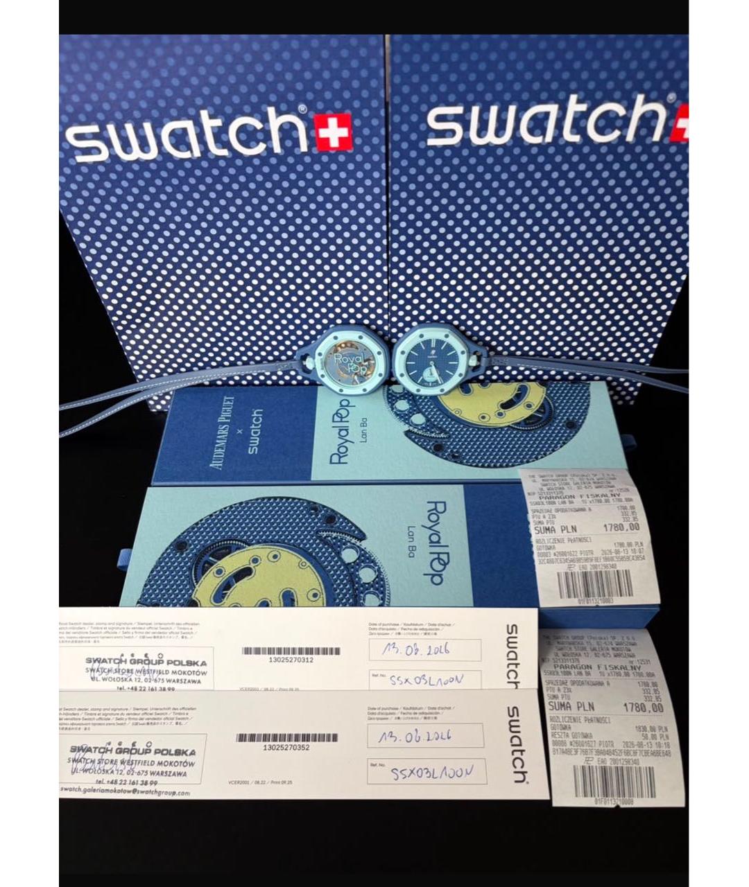Swatch Голубые пластиковые часы, фото 3
