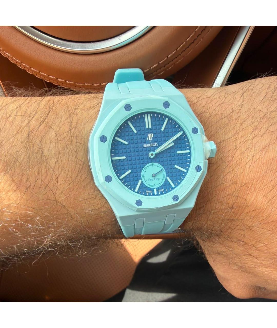 Swatch Голубые пластиковые часы, фото 9
