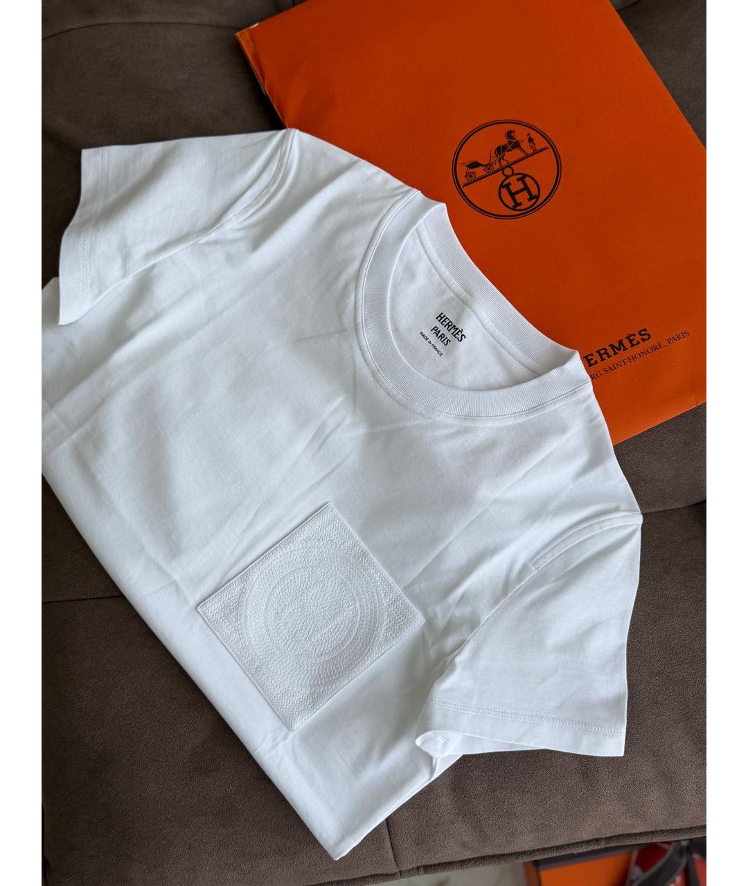 HERMES Белая хлопковая футболка, фото 4