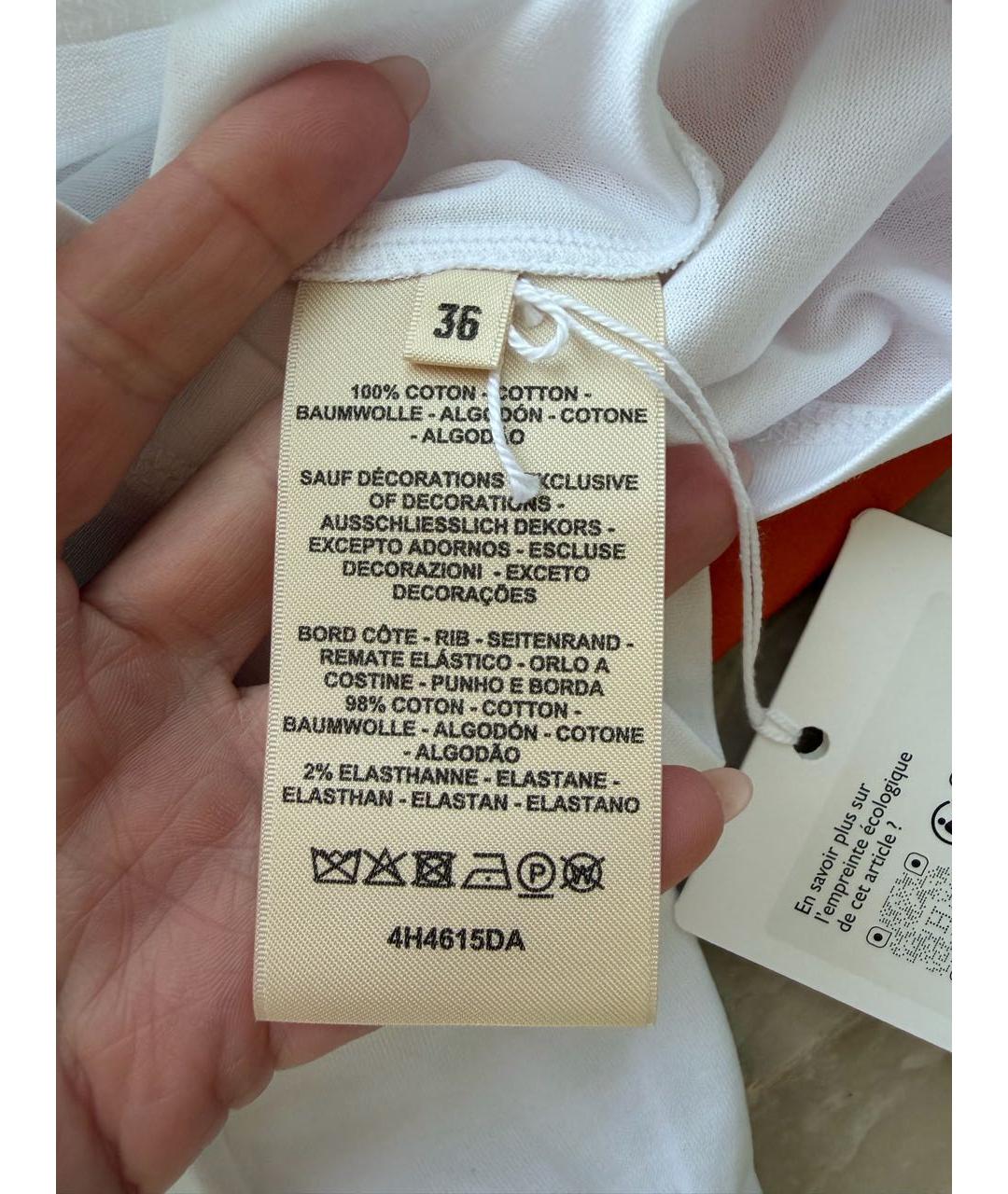 HERMES Белая хлопковая футболка, фото 3