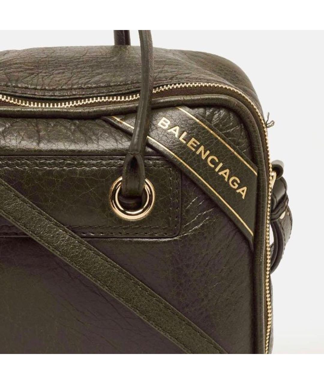 BALENCIAGA Хаки кожаная сумка с короткими ручками, фото 8