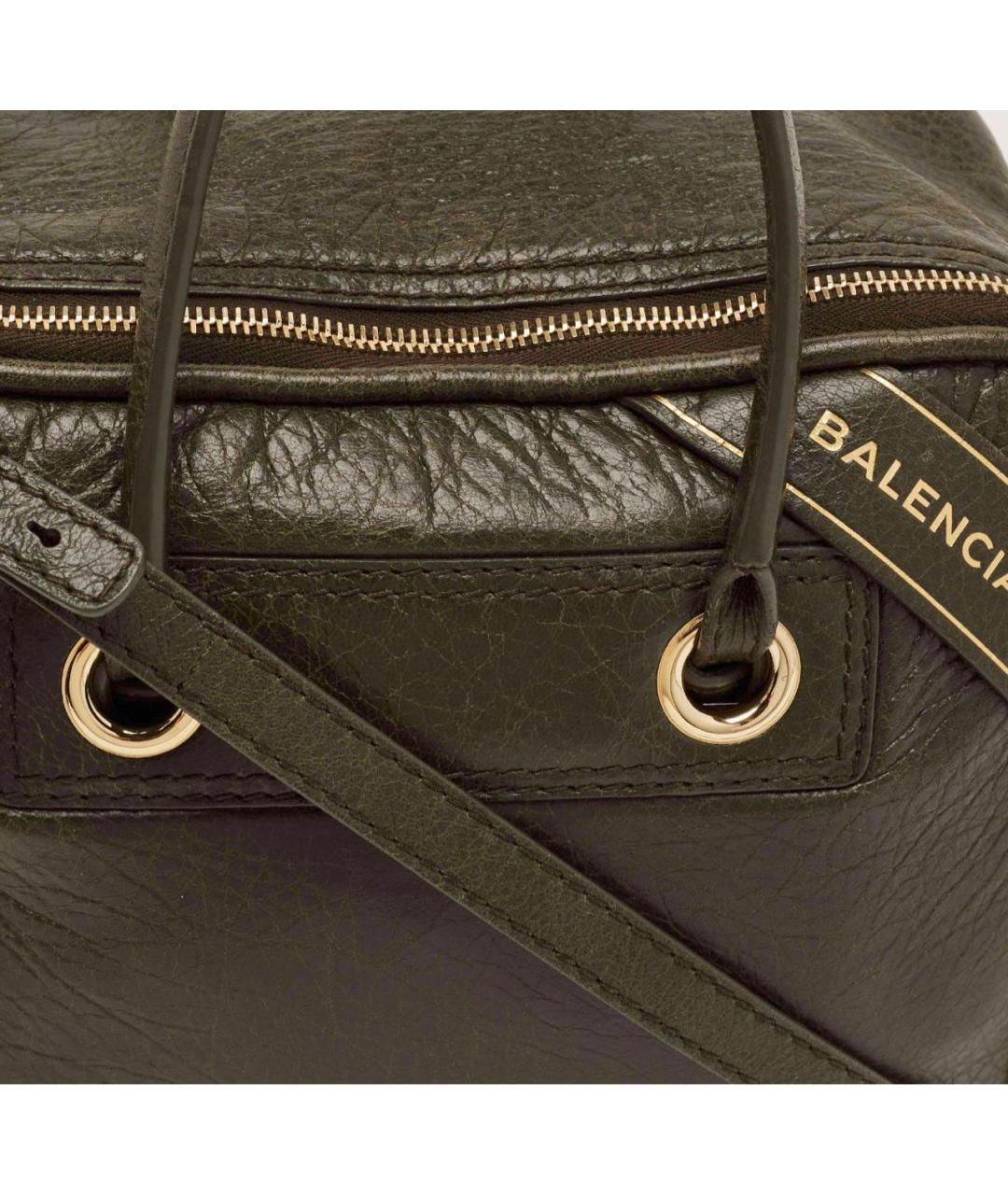 BALENCIAGA Хаки кожаная сумка с короткими ручками, фото 6