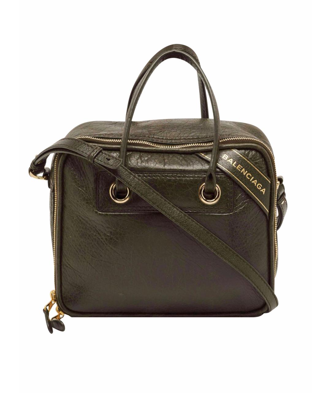 BALENCIAGA Хаки кожаная сумка с короткими ручками, фото 1