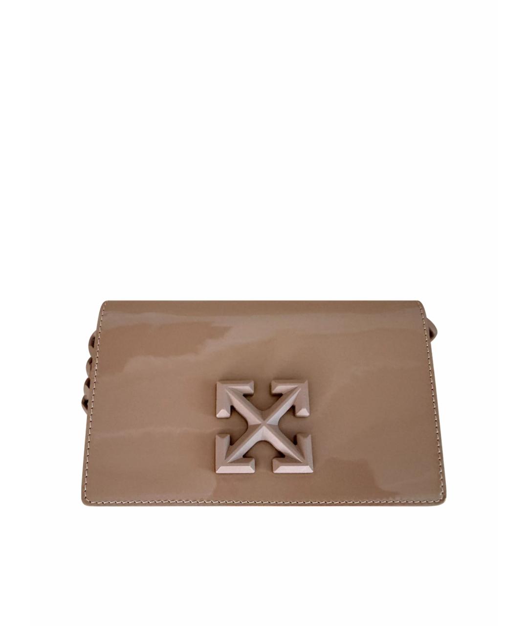 OFF-WHITE Бежевая сумка через плечо из лакированной кожи, фото 1