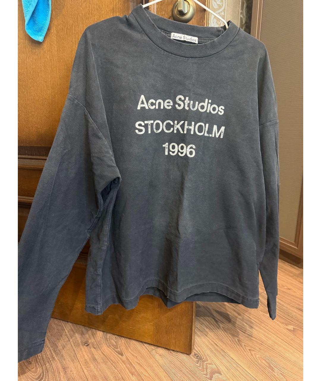 ACNE STUDIOS Черное хлопковое поло с длинным рукавом, фото 6