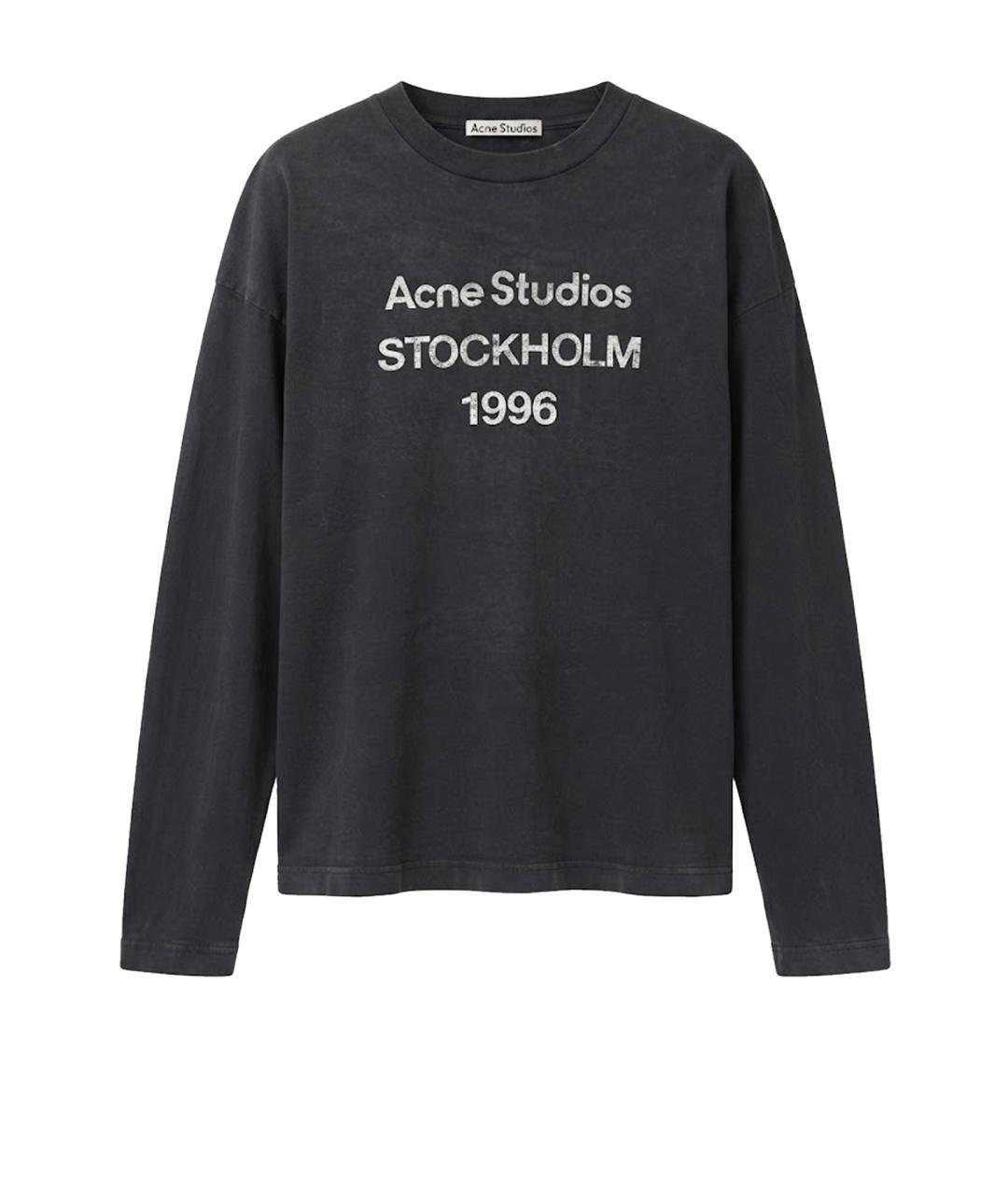 ACNE STUDIOS Черное хлопковое поло с длинным рукавом, фото 1