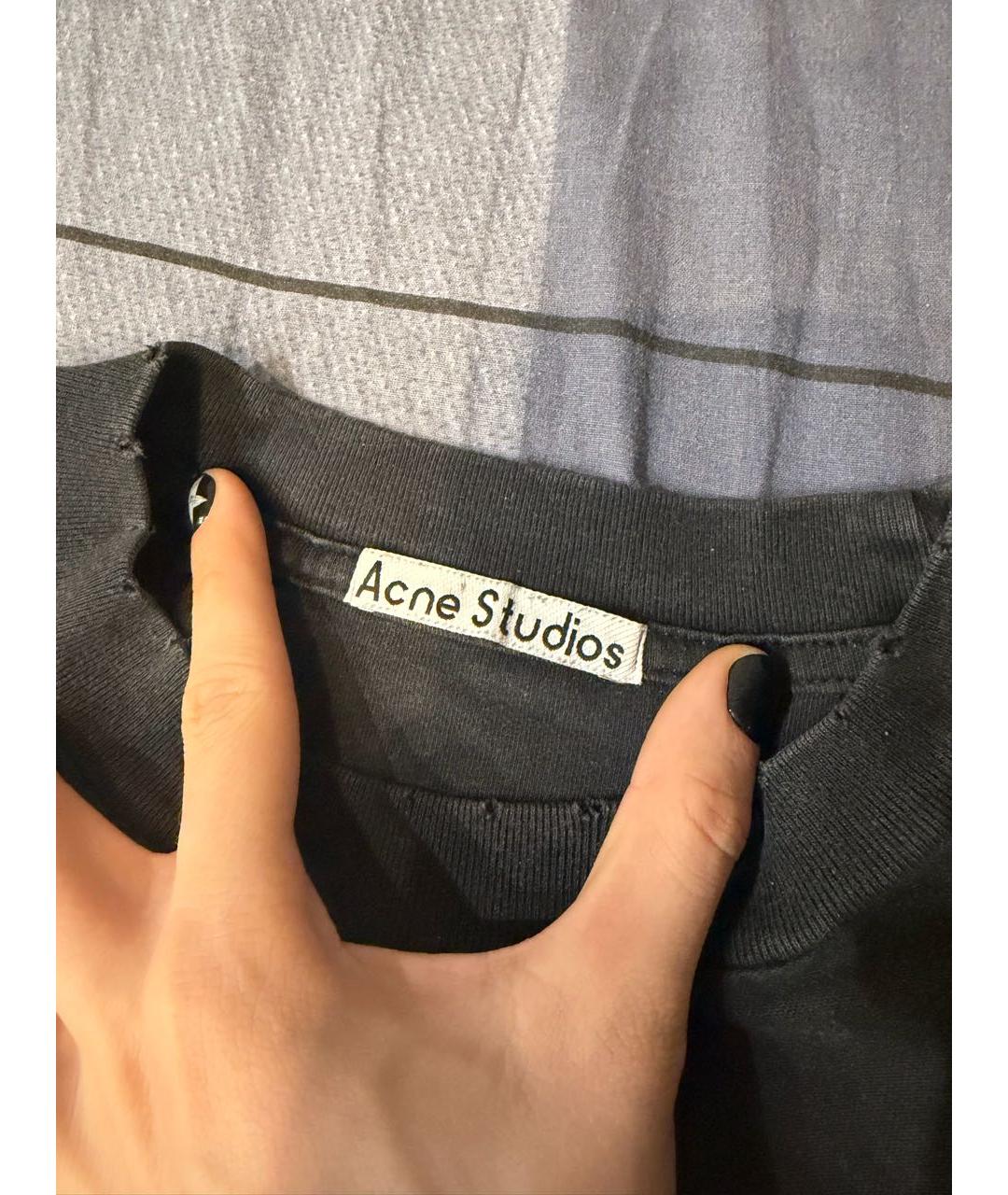 ACNE STUDIOS Черное хлопковое поло с длинным рукавом, фото 3