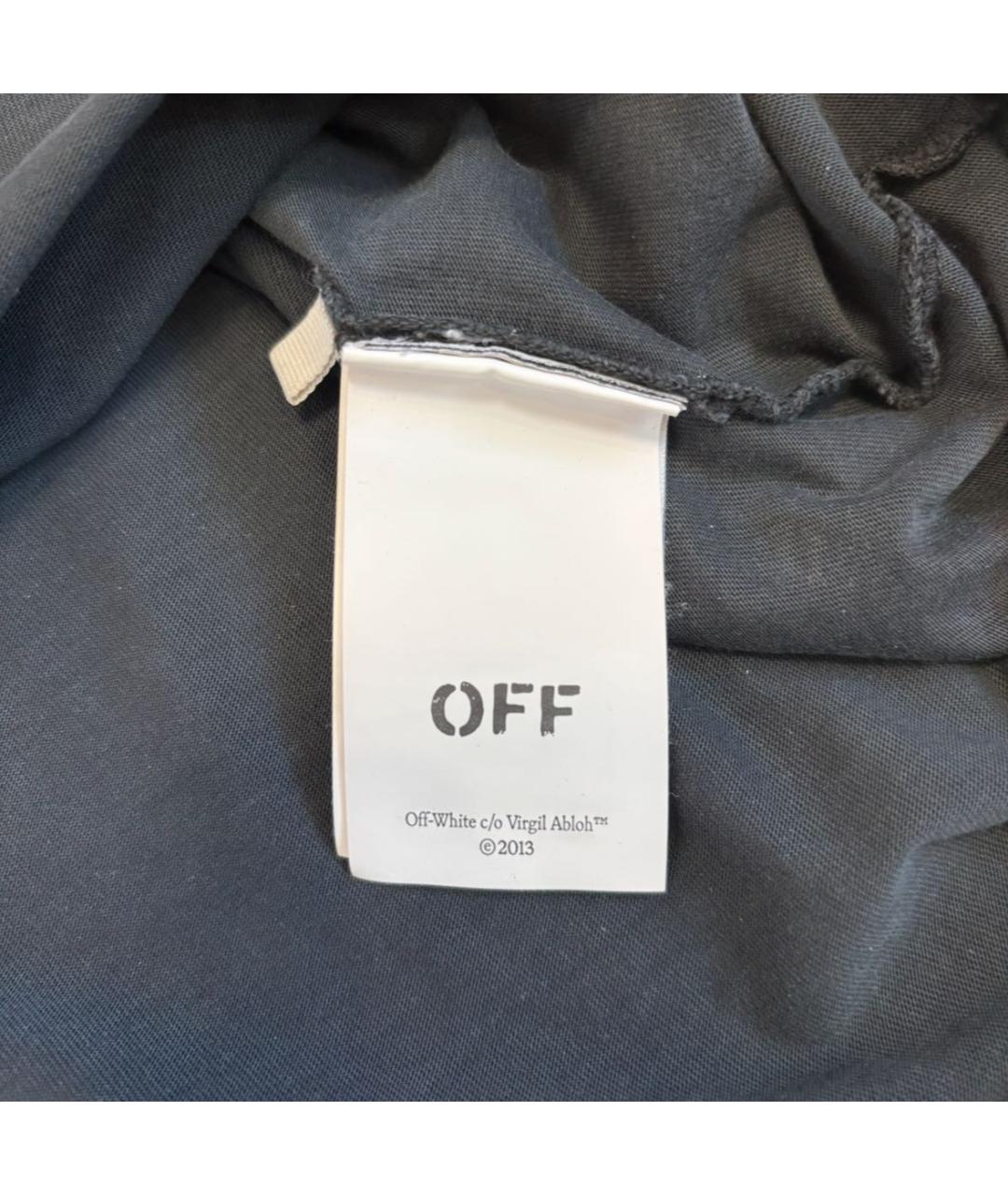 OFF-WHITE Антрацитовая хлопковая футболка, фото 4