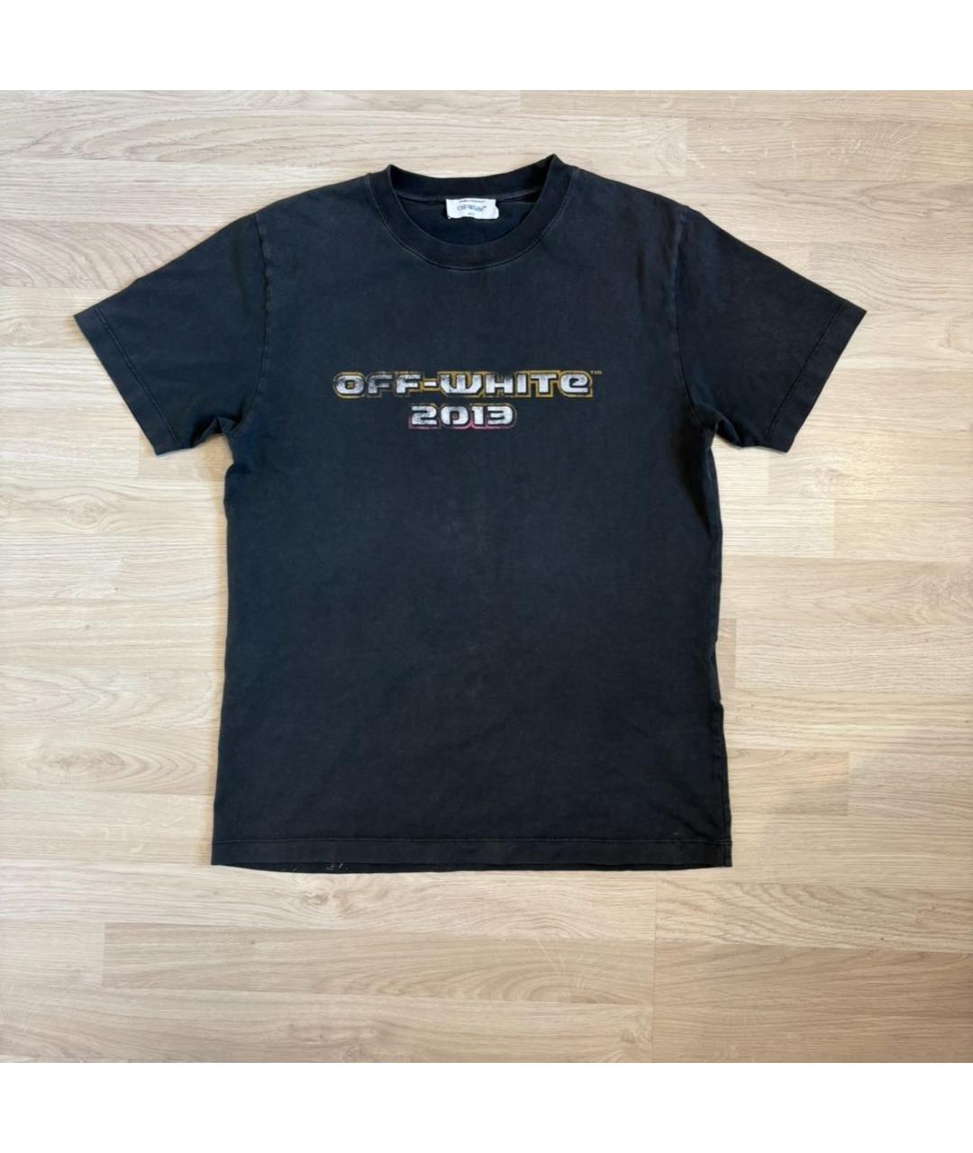 OFF-WHITE Антрацитовая хлопковая футболка, фото 9
