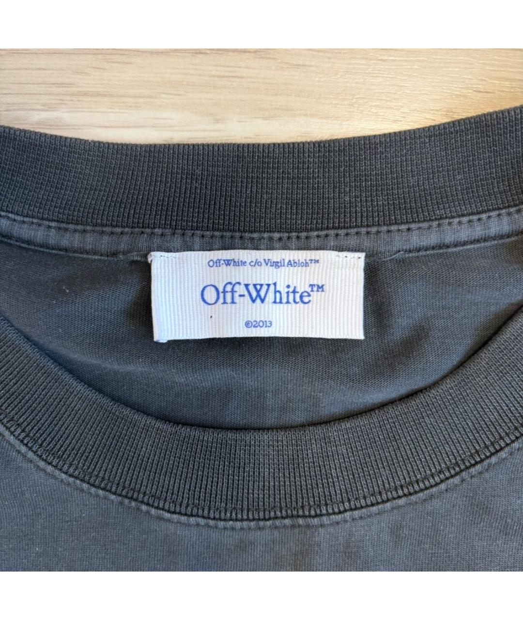 OFF-WHITE Антрацитовая хлопковая футболка, фото 3
