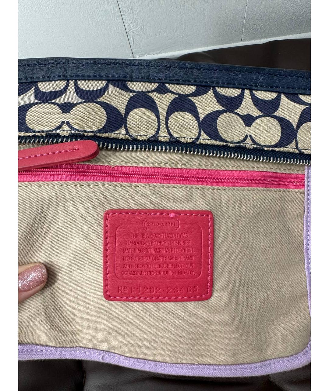 COACH Синяя сумка тоут из канвы, фото 5