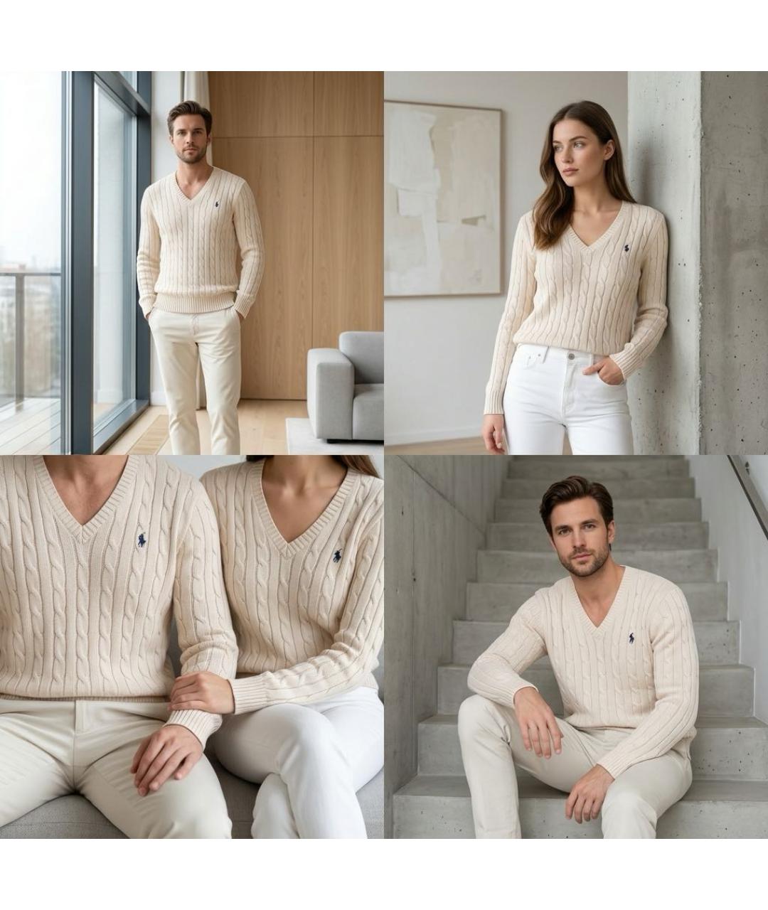 POLO RALPH LAUREN Бежевый хлопковый джемпер / свитер, фото 8