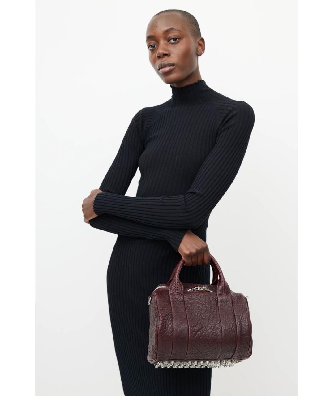 ALEXANDER WANG Бордовая кожаная сумка с короткими ручками, фото 5