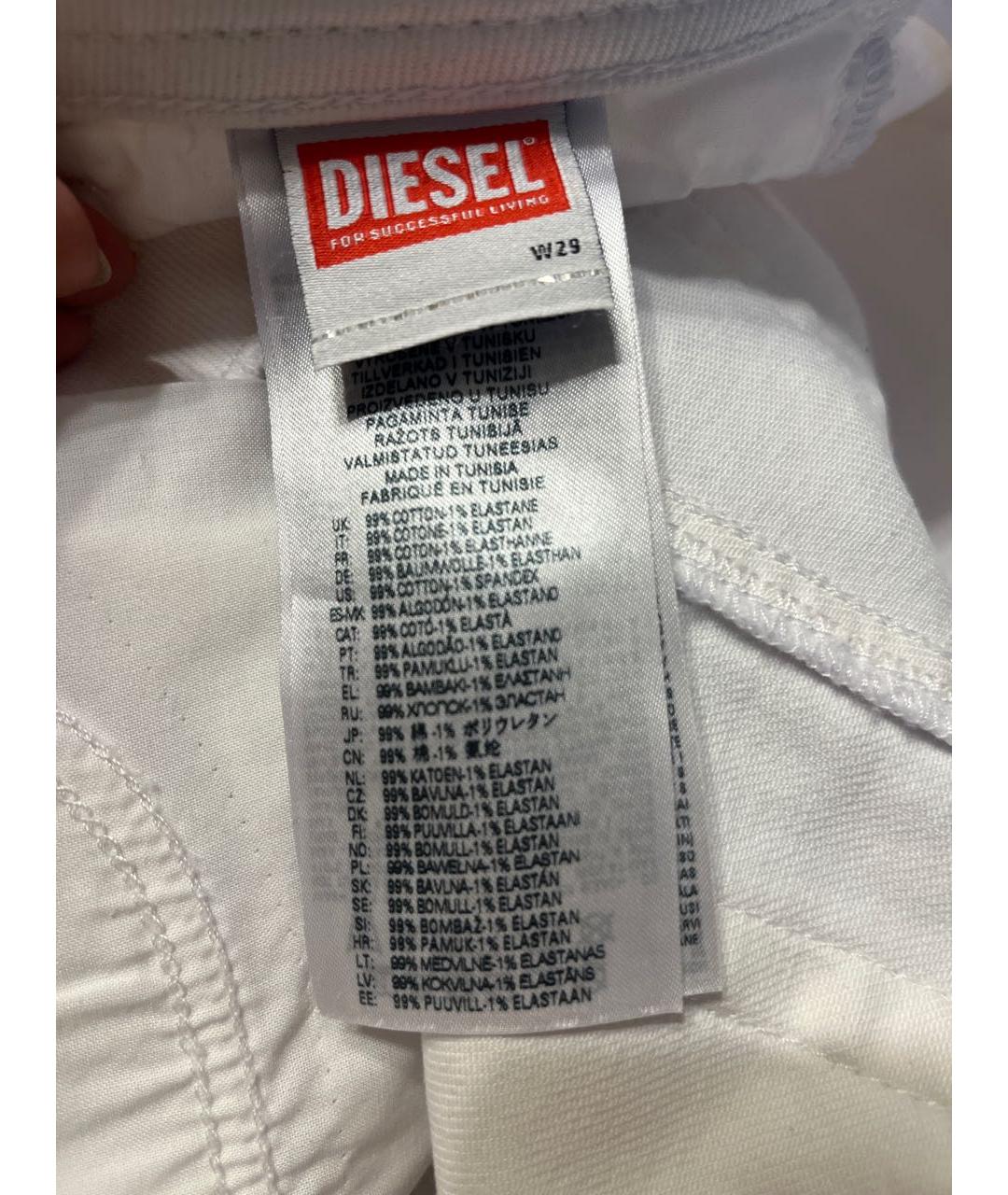 DIESEL Белые хлопко-эластановые джинсы клеш, фото 4