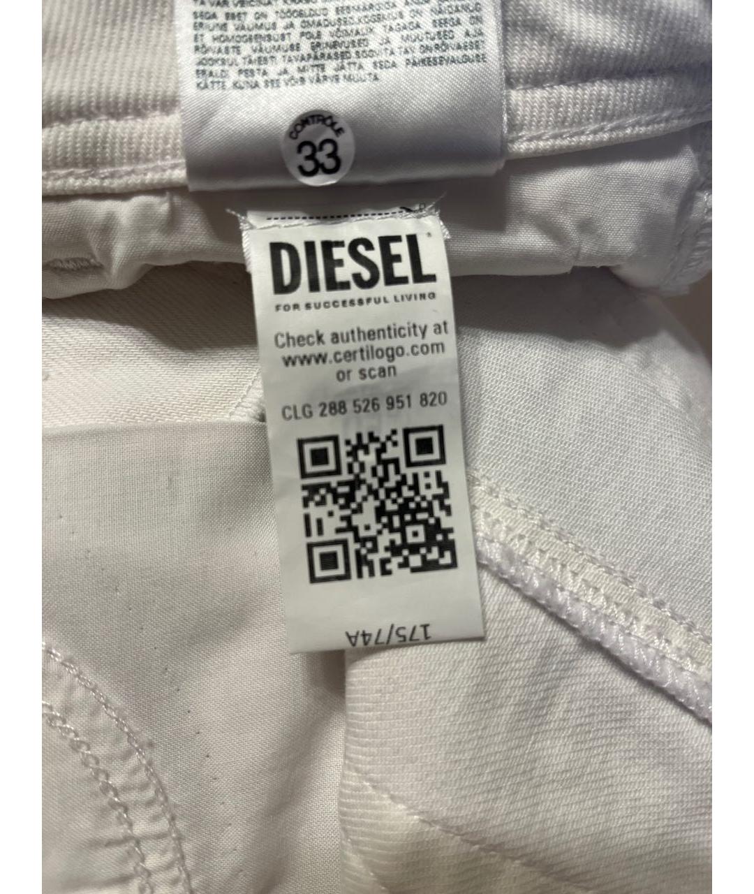 DIESEL Белые хлопко-эластановые джинсы клеш, фото 5