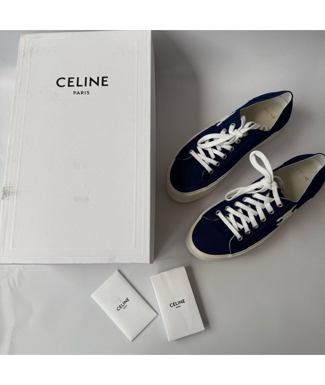 CELINE Синие текстильные кеды, фото 5