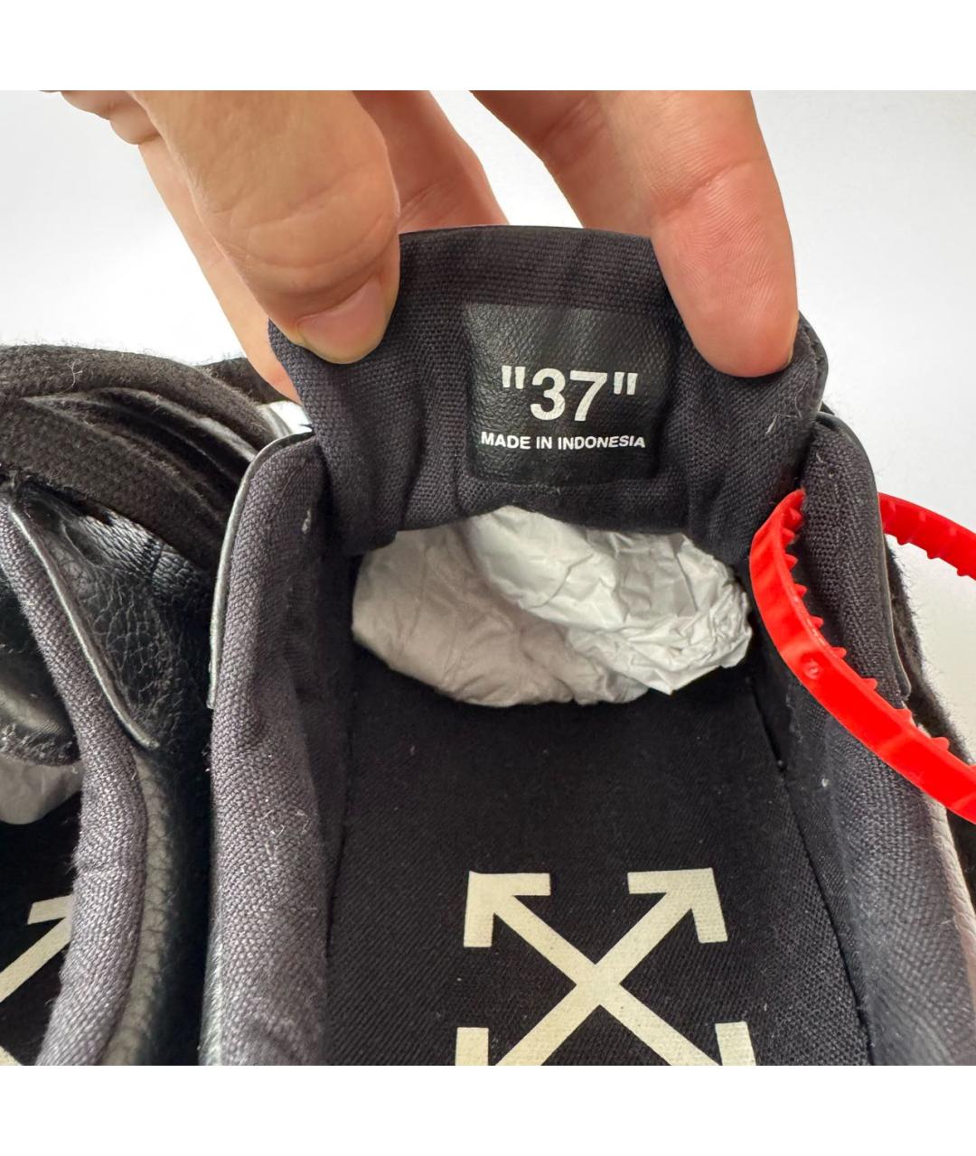 OFF-WHITE Черные кожаные кеды, фото 3
