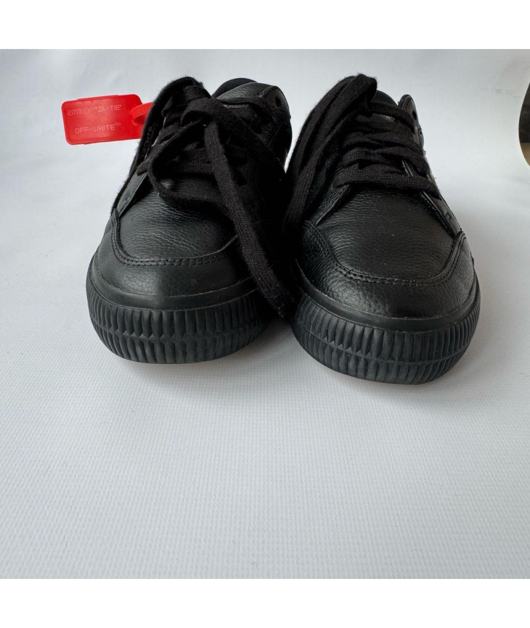 OFF-WHITE Черные кожаные кеды, фото 2