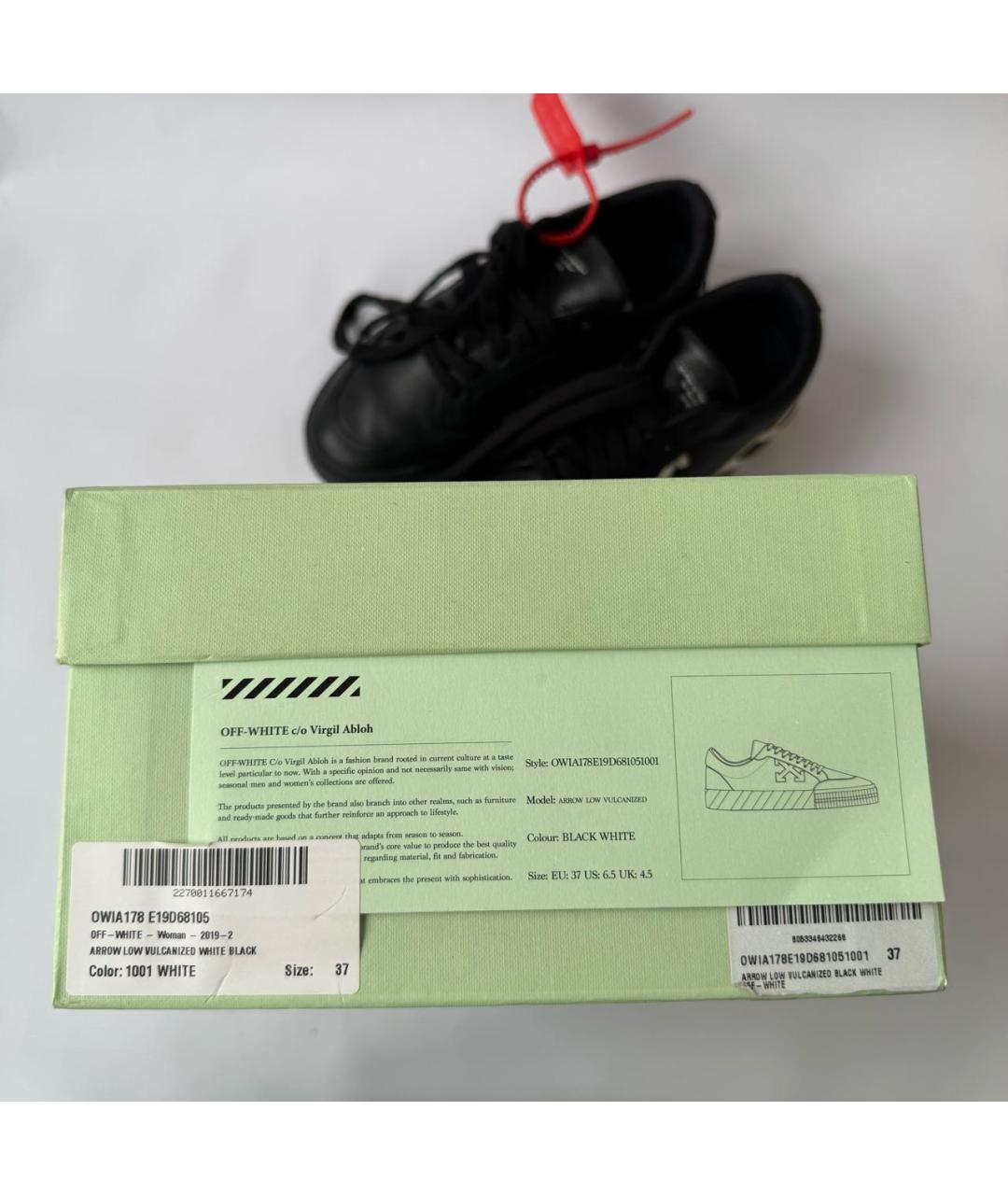 OFF-WHITE Черные кожаные кеды, фото 7