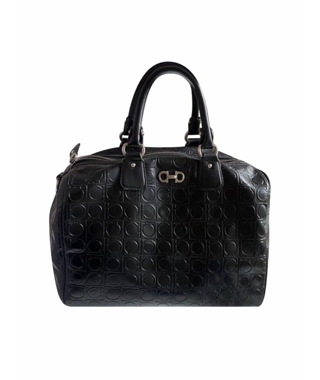 FERRAGAMO Черная кожаная сумка тоут, фото 1