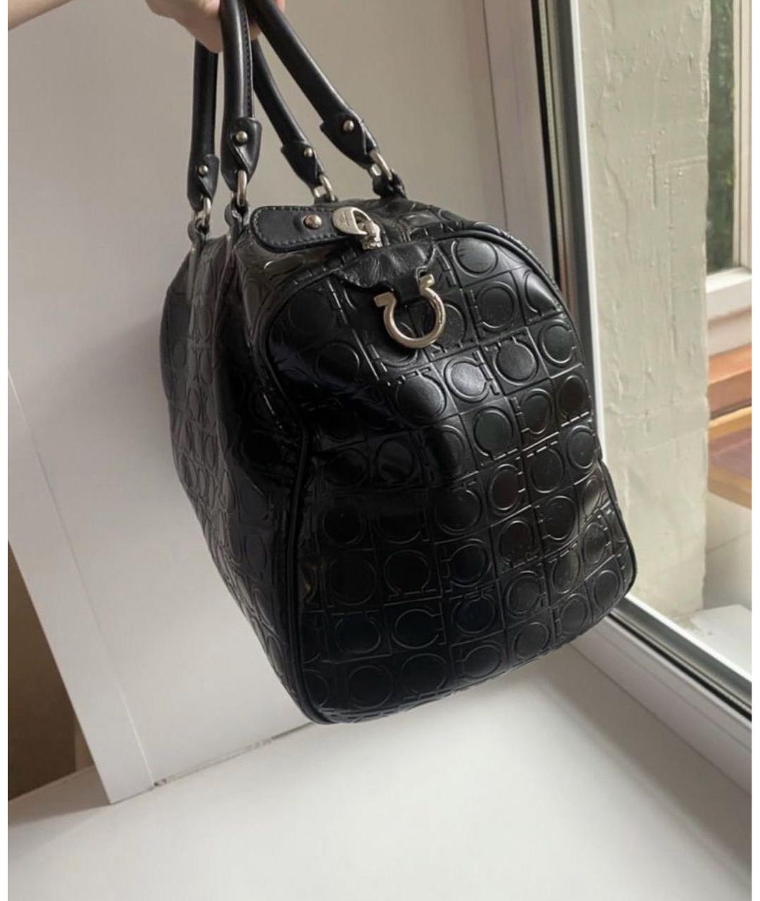 FERRAGAMO Черная кожаная сумка тоут, фото 2