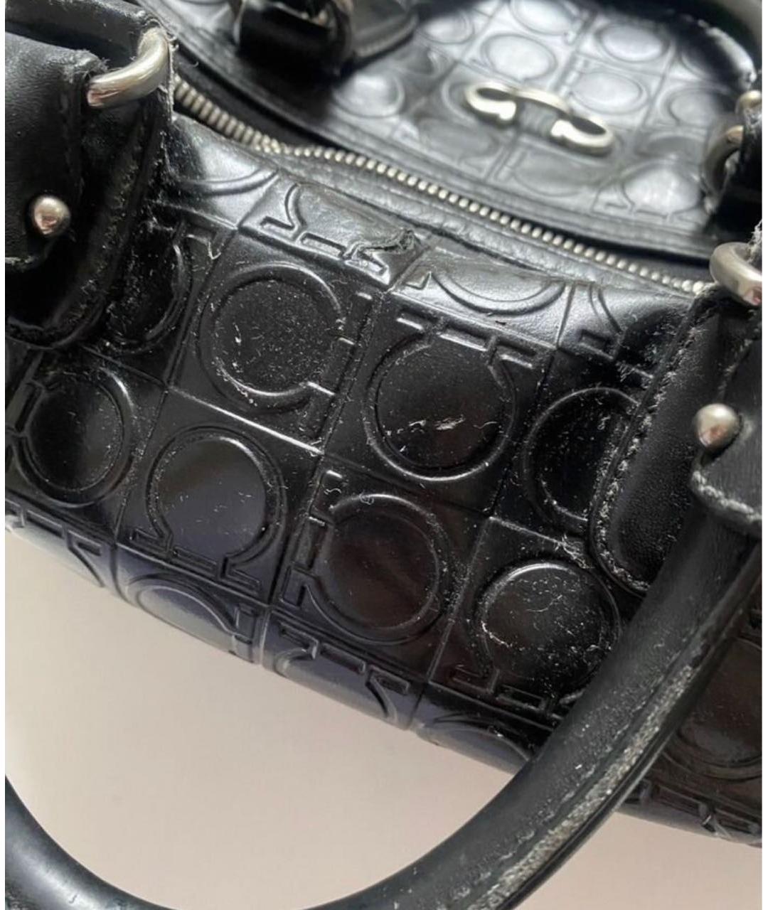 FERRAGAMO Черная кожаная сумка тоут, фото 3
