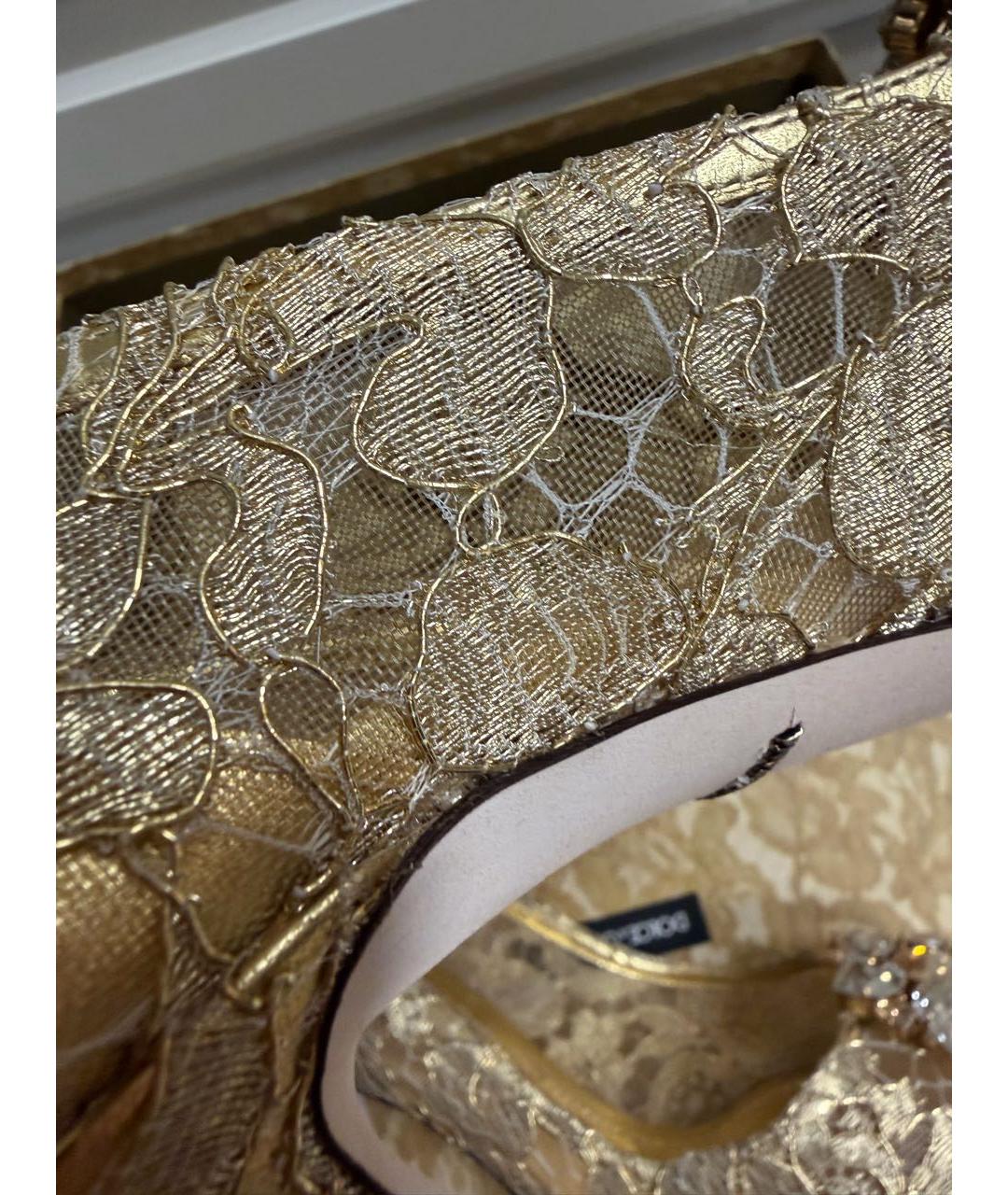 DOLCE&GABBANA Золотые текстильные туфли, фото 5