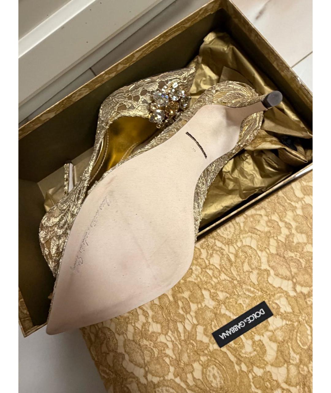 DOLCE&GABBANA Золотые текстильные туфли, фото 6