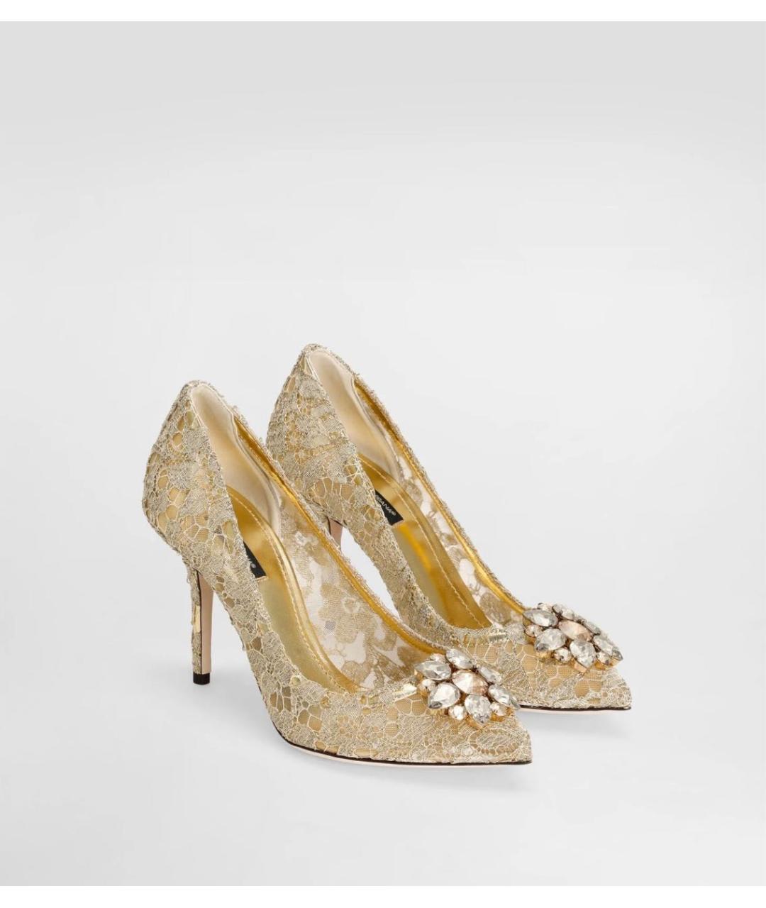 DOLCE&GABBANA Золотые текстильные туфли, фото 9