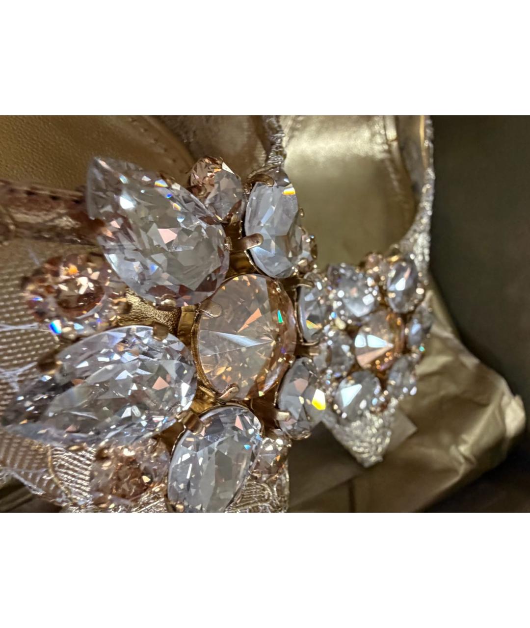 DOLCE&GABBANA Золотые текстильные туфли, фото 7