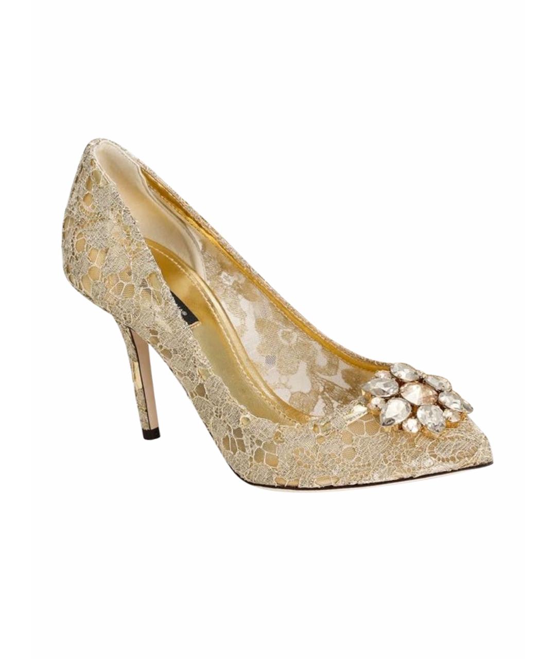 DOLCE&GABBANA Золотые текстильные туфли, фото 1