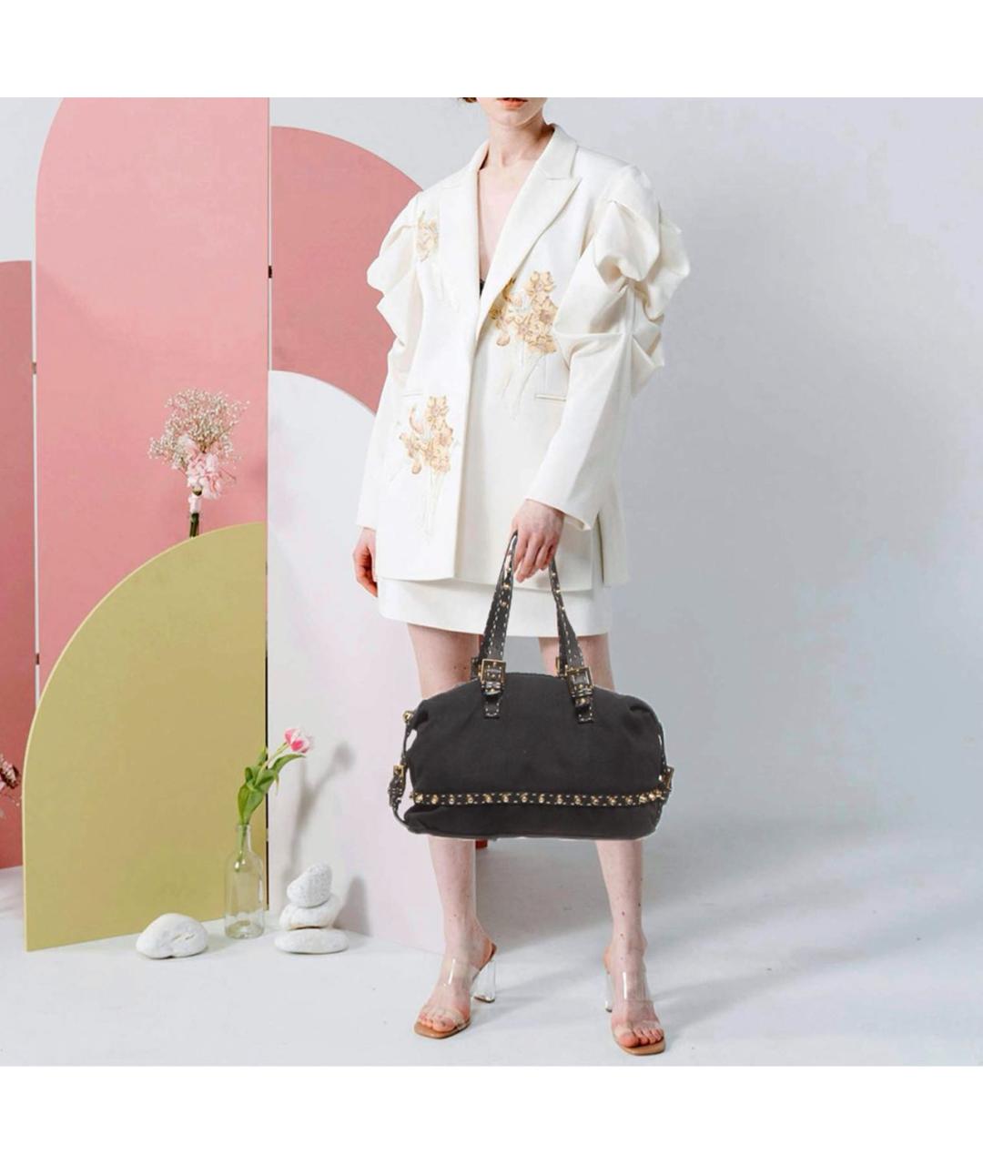 FENDI Черная тканевая сумка тоут, фото 5