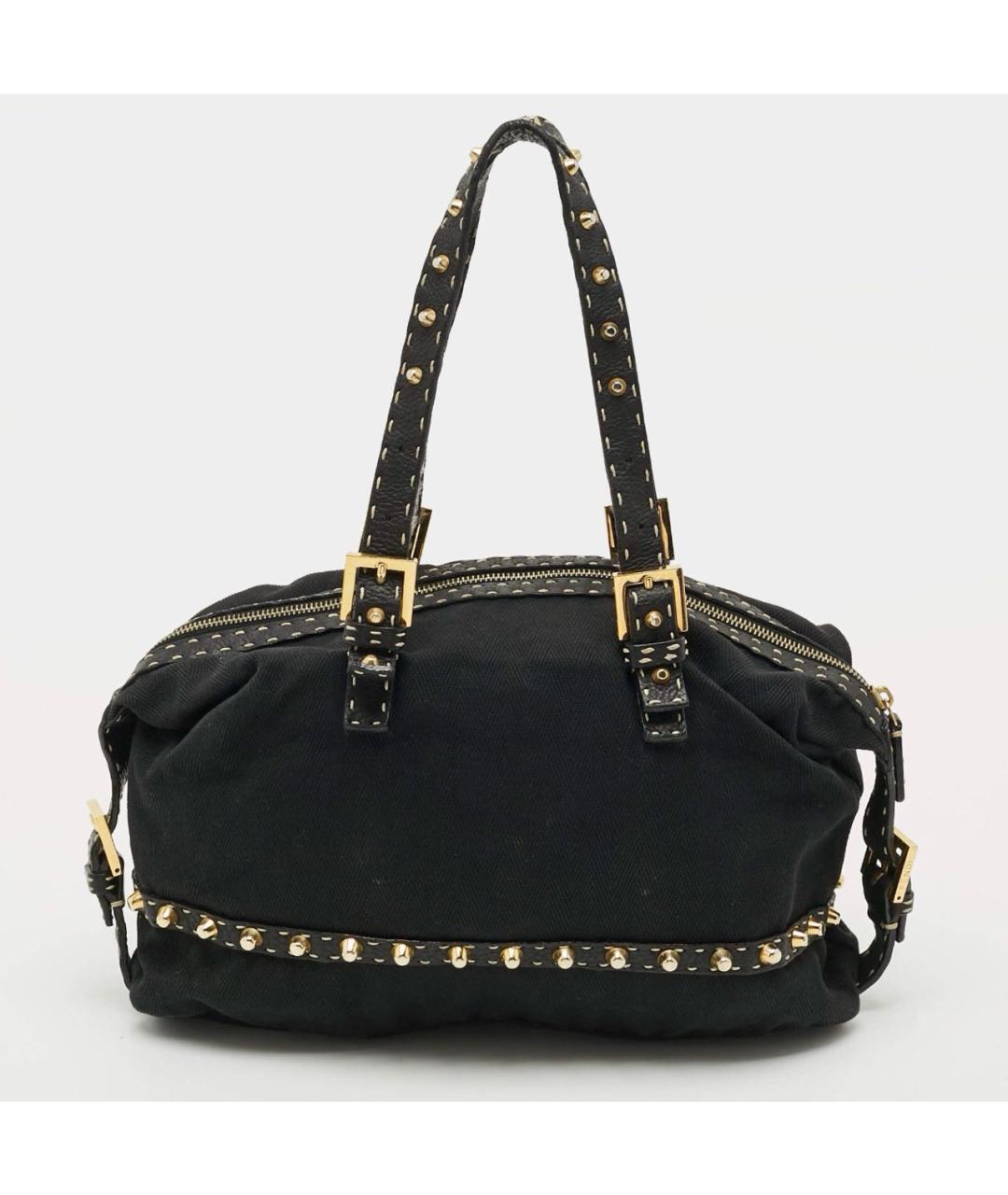 FENDI Черная тканевая сумка тоут, фото 3