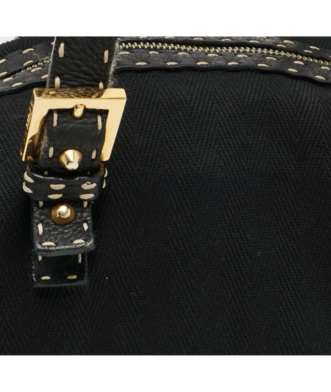 FENDI Черная тканевая сумка тоут, фото 6