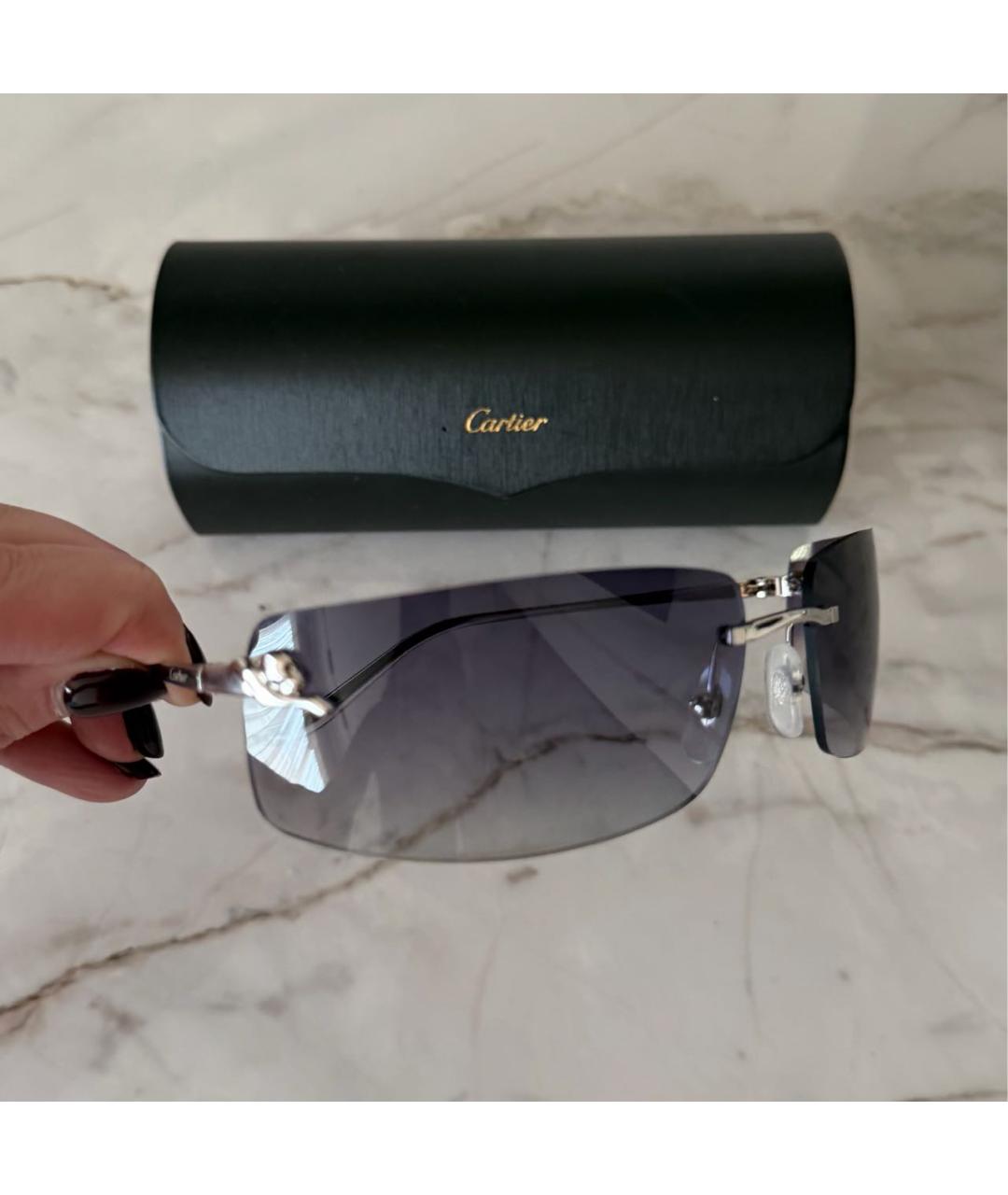 CARTIER Черные металлические солнцезащитные очки, фото 3