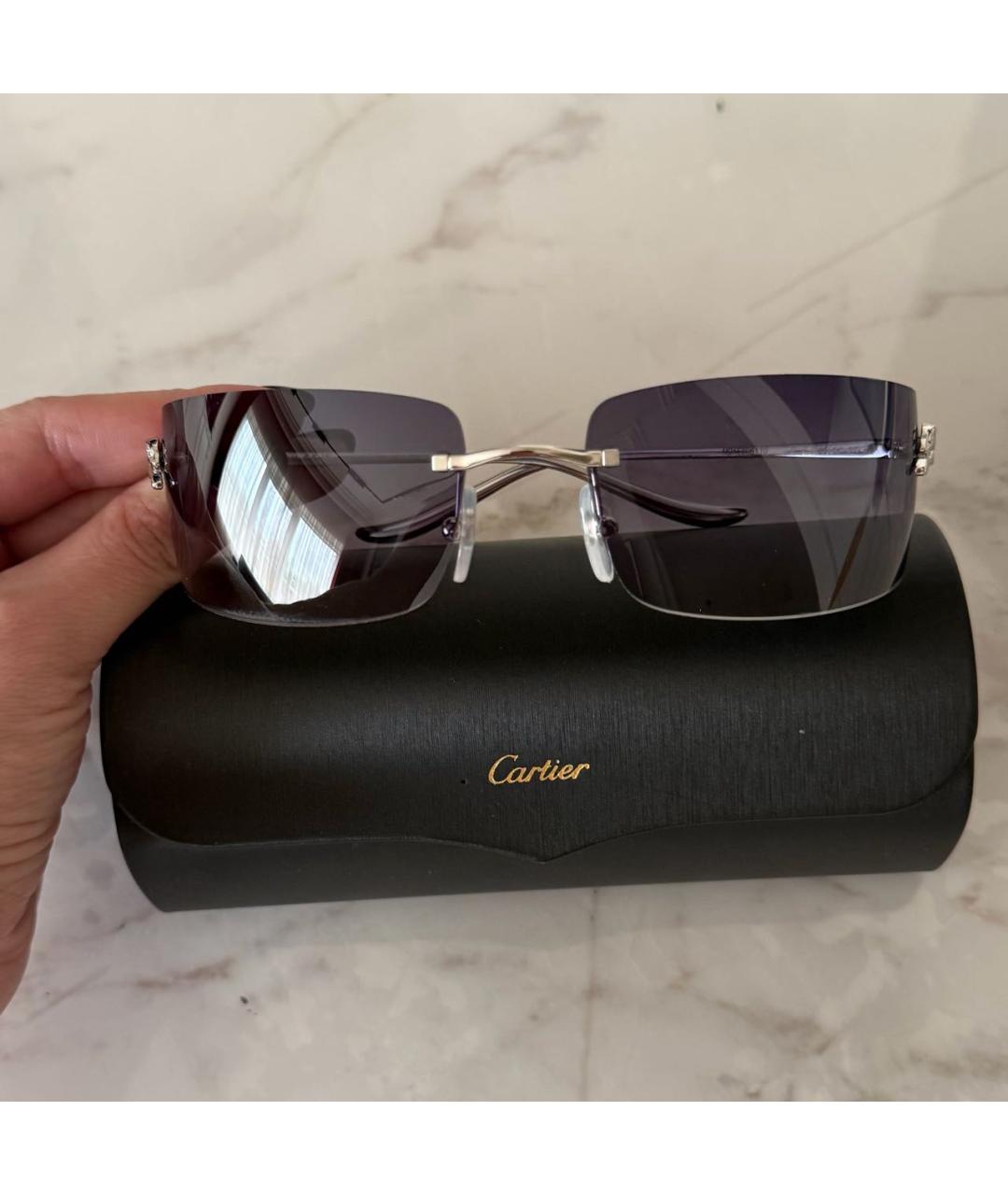 CARTIER Черные металлические солнцезащитные очки, фото 5