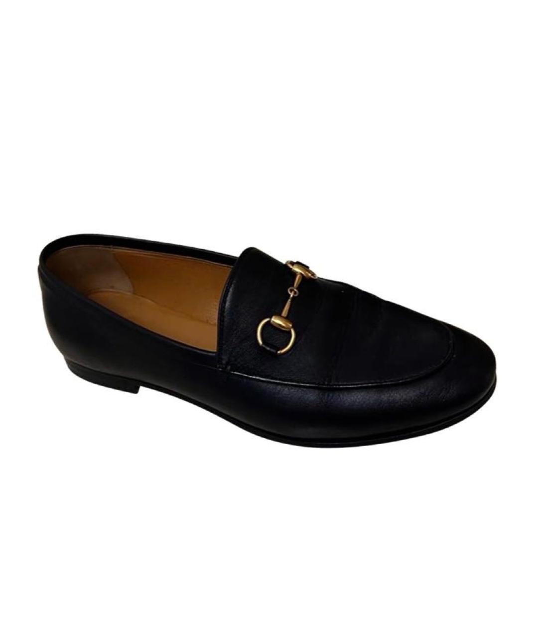 GUCCI Черные кожаные лоферы, фото 1