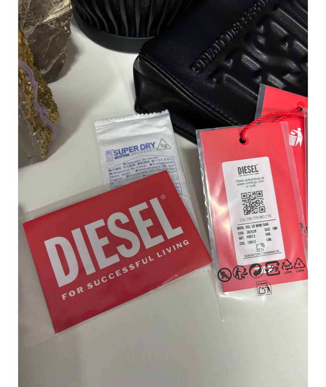 DIESEL Черная сумка с короткими ручками из искусственной кожи, фото 5