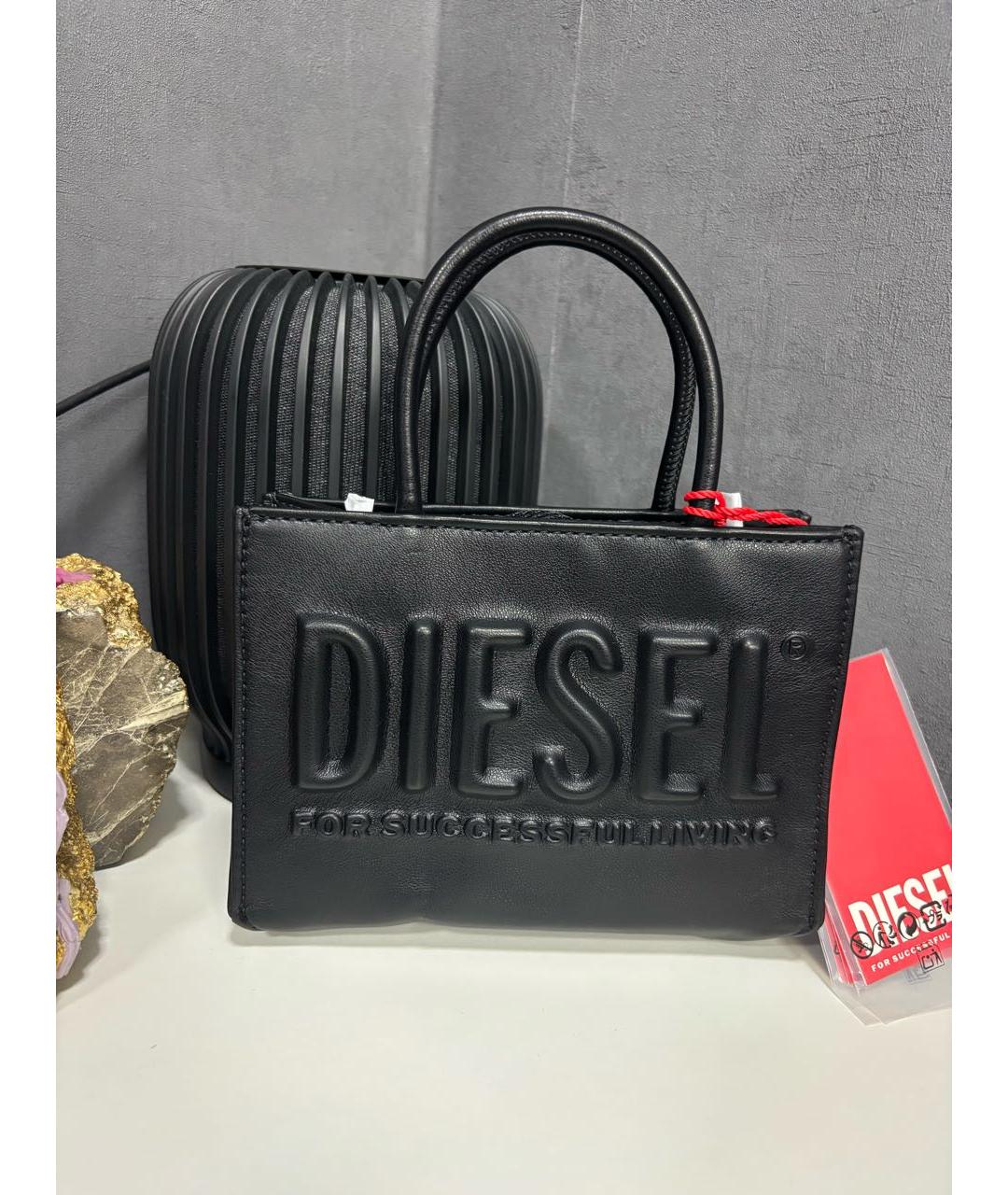 DIESEL Черная сумка с короткими ручками из искусственной кожи, фото 2