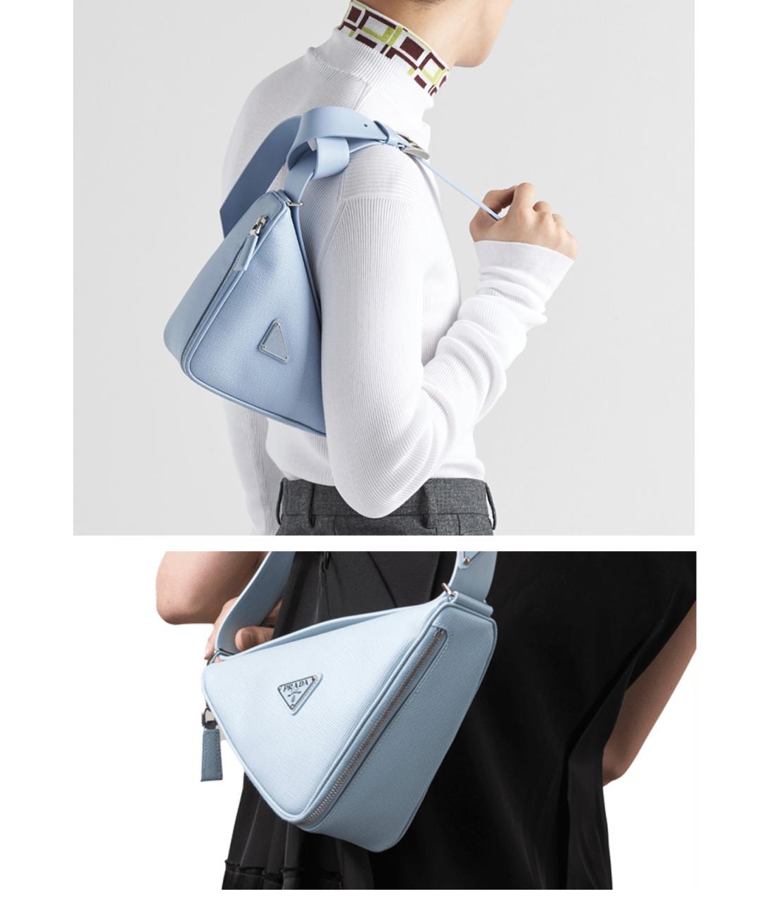 PRADA Голубая кожаная поясная сумка, фото 9