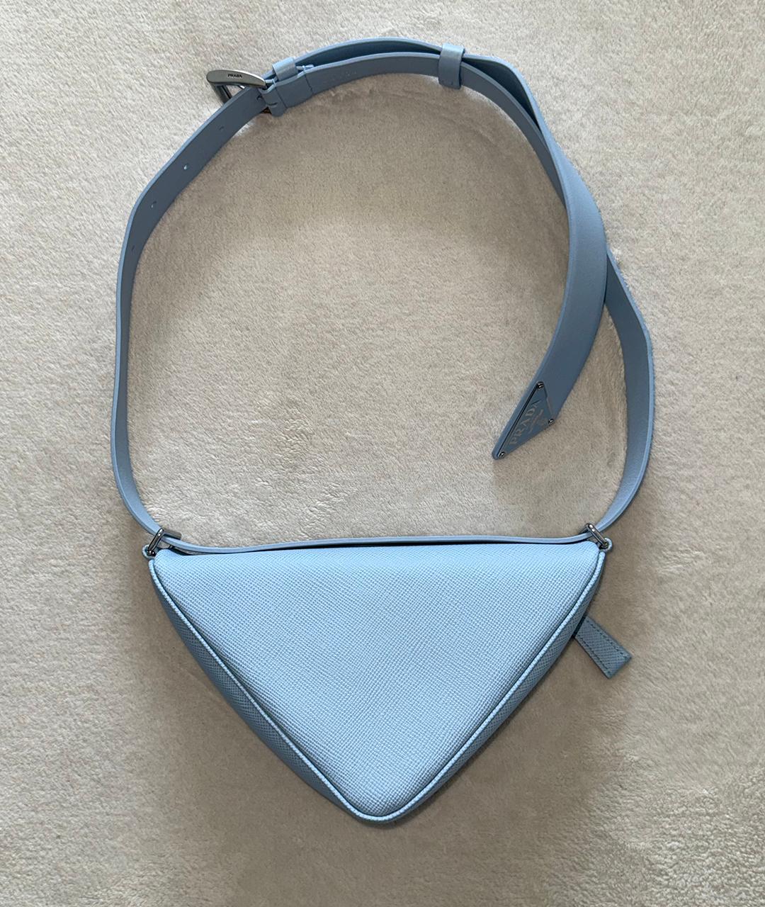 PRADA Голубая кожаная поясная сумка, фото 4