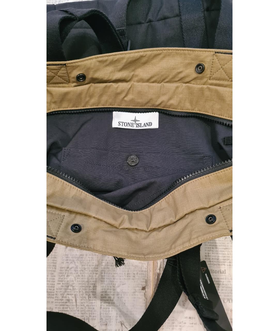 STONE ISLAND Бежевая хлопковая сумка тоут, фото 8