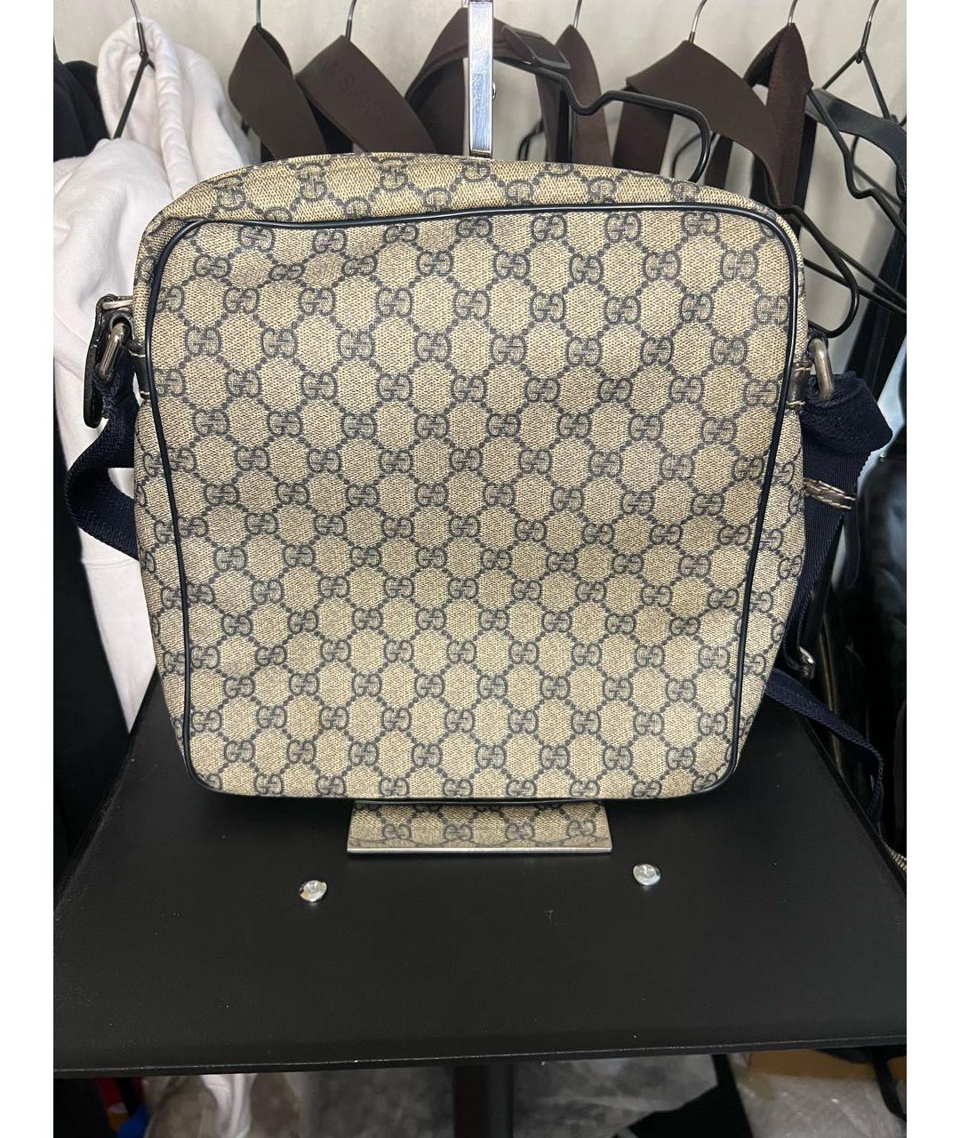GUCCI Бежевая сумка на плечо из канвы, фото 2