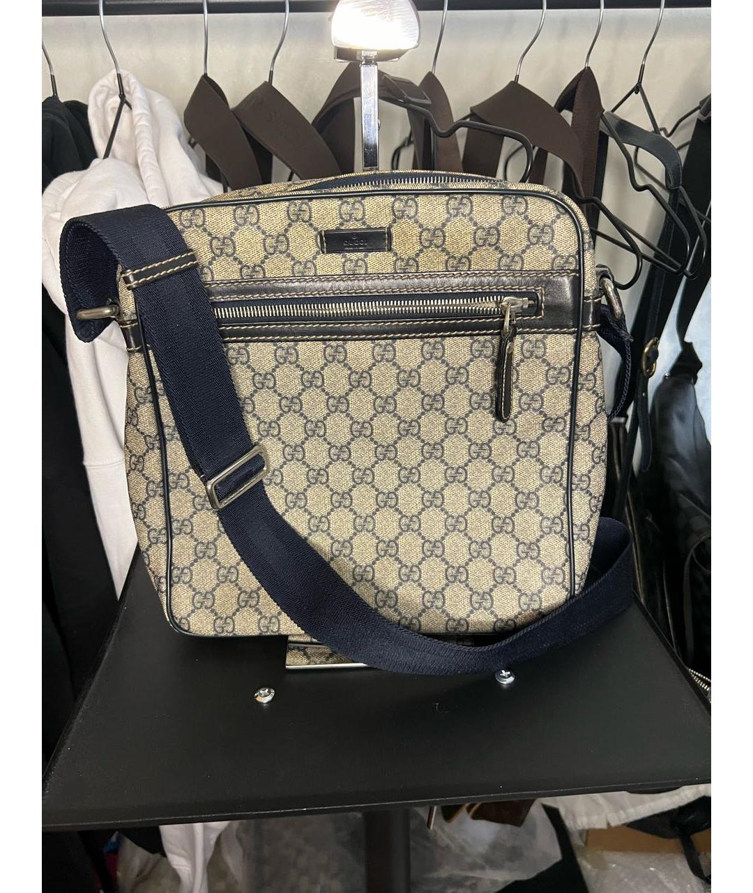 GUCCI Бежевая сумка на плечо из канвы, фото 7