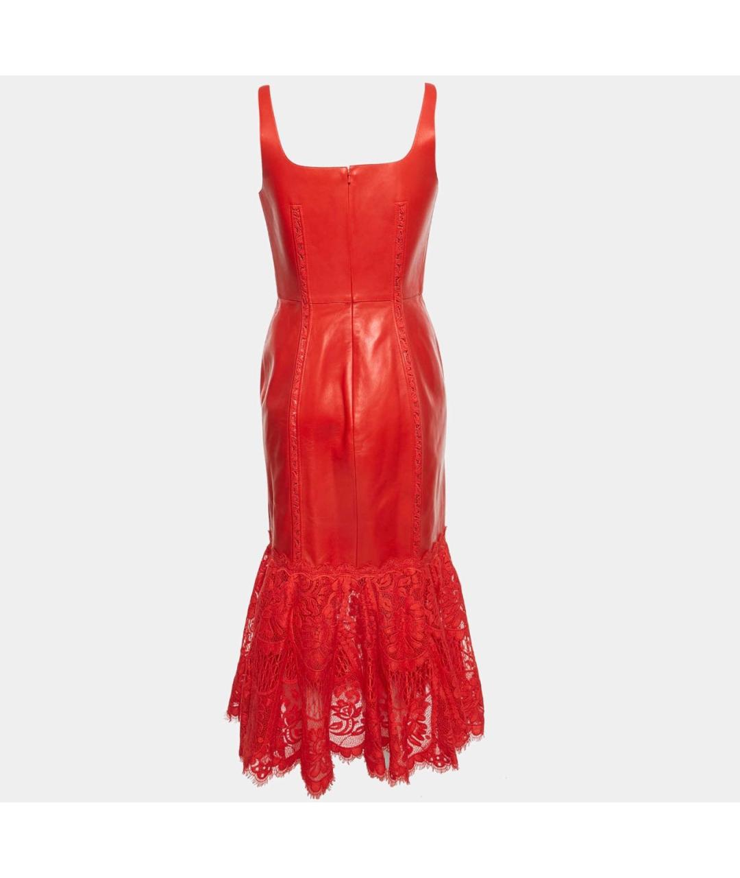 ALEXANDER MCQUEEN Красное кожаное коктейльное платье, фото 2